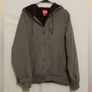 Men’s Coleman Fleece Lined Olive Green Zip Up Sweatshirt with Hood Size Large